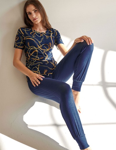 Пижама из принтованной вискозы Lormar BELT 651782co cobalto, Цвет: cobalto (синий), Размеры: 2XL, изображение 3 Пижама из принтованной вискозы Lormar BELT 651782co cobalto, Цвет: cobalto (синий), Размеры: 2XL, изображение 3