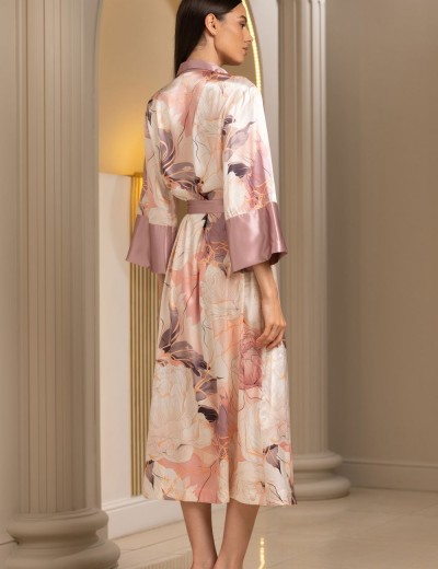 Длинный шёлковый халат Mia-Amore PEONY 4059, Цвет: мультицвет, Размеры: L/XL, изображение 2