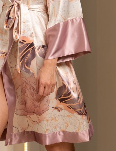 Шёлковый халат кимоно Mia-Amore PEONY 4213, Цвет: мультицвет, Размеры: L/XL, изображение 5