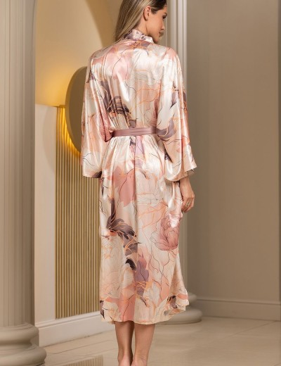 Шелковый халат с широким рукавом Mia-Amore PEONY 4219, Цвет: мультицвет, Размеры: L/XL, изображение 4
