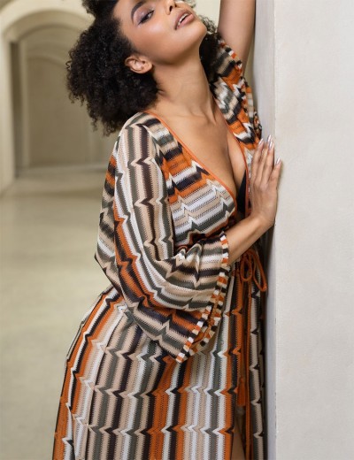 Ажурный халат-парео Mia-Amore SAHARA 7469, Цвет: сахара, Размеры: 4XL/5XL, изображение 4