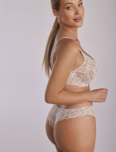 Кружевные бразилиана Kinga SAND ECRU 1127/3-B, Цвет: экрю+телесный, Размеры: XS, изображение 4