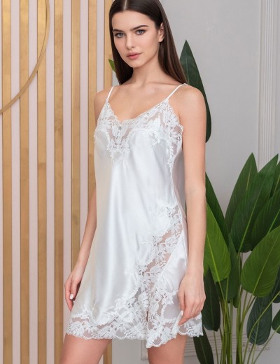 Короткая шёлковая сорочка Mia-Amore ADELINA 4170 белый, Цвет: белый, Размеры: XS, изображение 3