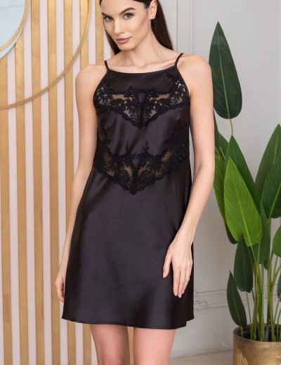 Шёлковая сорочка с кружевом Mia-Amore ADELINA 4171 черный, Цвет: черный, Размеры: XS, изображение 3