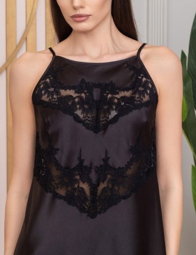 Шёлковая сорочка с кружевом Mia-Amore ADELINA 4171 черный, Цвет: черный, Размеры: XS, изображение 5