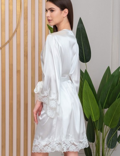 Шелковый запашной халат Mia-Amore ADELINA 4173 белый, Цвет: белый, Размеры: L/XL, изображение 2