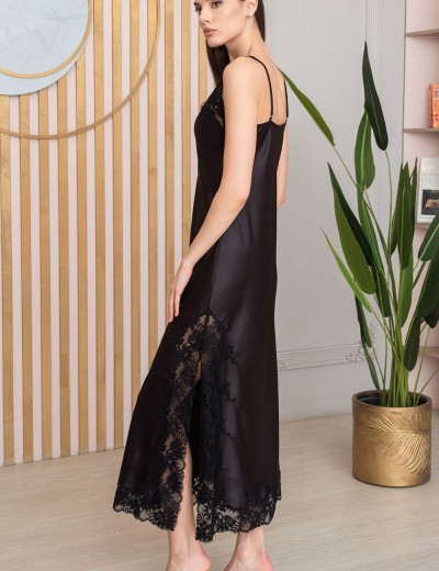 Длинная сорочка на бретелях Mia-Amore ADELINA 4175 черный, Цвет: черный, Размеры: XS, изображение 3