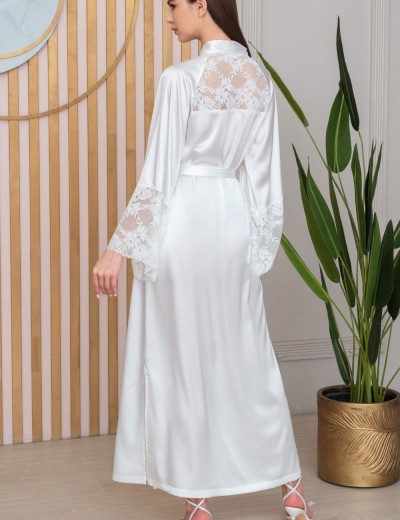 Халат из шёлка и кружева Mia-Amore ADELINA 4179 белый, Цвет: белый, Размеры: 2XL/3XL, изображение 2