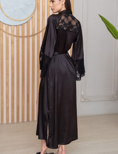 Халат из шёлка и кружева Mia-Amore ADELINA 4179 черный, Цвет: черный, Размеры: S/M, изображение 2