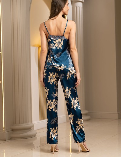 Пижама-тройка из атласа Mia-Amore BLUE-MARINE 8424, Цвет: блюмарин, Размеры: M, изображение 3