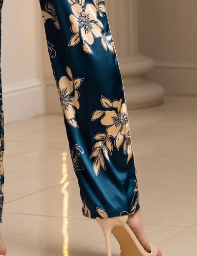 Пижама-тройка из атласа Mia-Amore BLUE-MARINE 8424, Цвет: блюмарин, Размеры: M, изображение 6