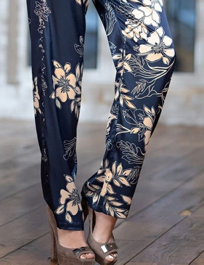 Брючный комплект из атласа Mia-Amore BLUE-MARINE 8446, Цвет: блюмарин, Размеры: M, изображение 4