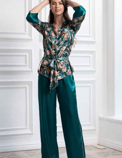 Шелковая пижама с брюками Mia-Amore EMERALD 3741, Цвет: изумрудный, Размеры: XS, изображение 3