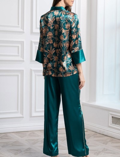 Шелковая пижама с брюками Mia-Amore EMERALD 3741, Цвет: изумрудный, Размеры: XS, изображение 2