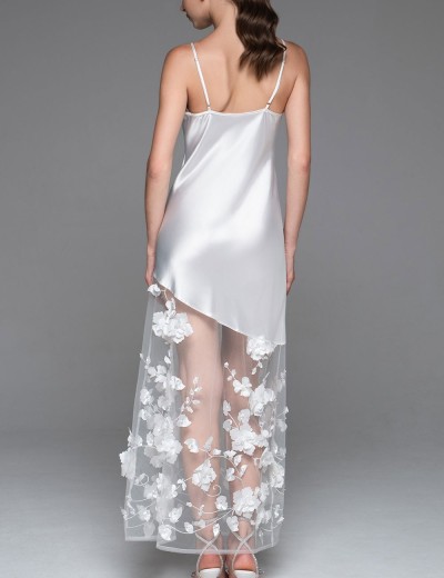 Шелковая сорочка с объемными цветами Mia-Amore FLORINDA 4278 белый, Цвет: белый, Размеры: L, изображение 2