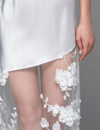 Шелковая сорочка с объемными цветами Mia-Amore FLORINDA 4278 белый, Цвет: белый, Размеры: L, изображение 5