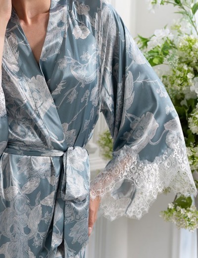 Халат кимоно из шелка и кружева Mia-Amore NINELLE 4253 мятный, Цвет: мятный, Размеры: L/XL, изображение 5