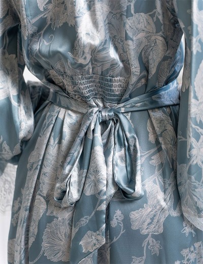 Длинный шелковый халат Mia-Amore NINELLE 4259 мятный, Цвет: мятный, Размеры: 4XL/5XL, изображение 4