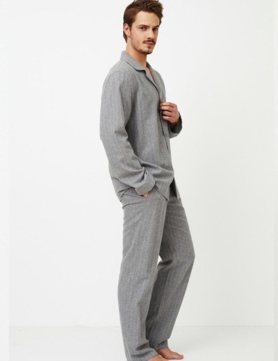 Мужская пижама из фланели Aruelle CARL, Цвет: серый, Размеры: L, изображение 2