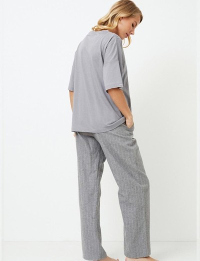 Пижама женская с фланелевыми брюками Aruelle CORY, Цвет: серый, Размеры: M, изображение 3