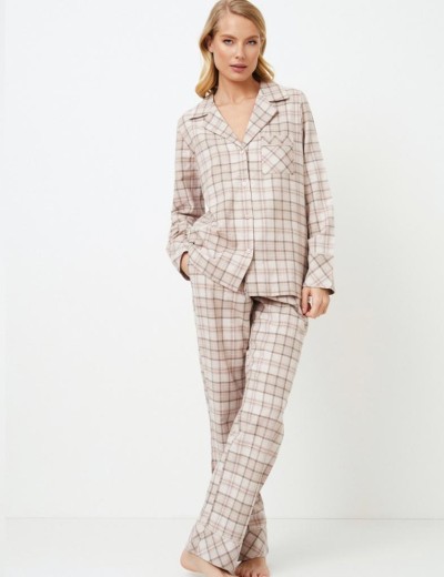 Фланелевая пижама с брюками Aruelle ELSIE, Цвет: бежевый, Размеры: S, изображение 2