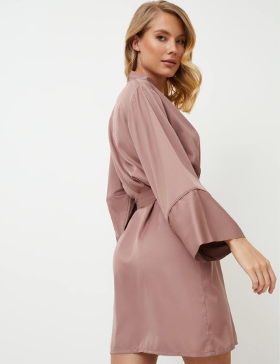 Халат с широкими длинными рукавами Aruelle PRIMROSE, Цвет: пыльная роза, Размеры: S, изображение 2
