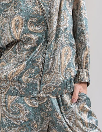 Шёлковый костюм бомбер с брюками Mia-Amore DONATELLA 3076 изумрудный, Цвет: изумрудный, Размеры: 3XL, изображение 5