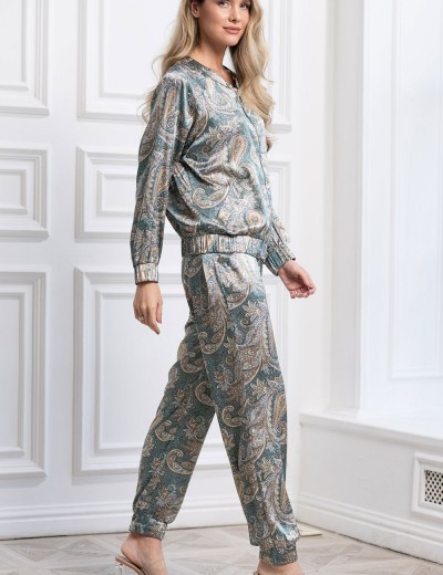 Шёлковый костюм бомбер с брюками Mia-Amore DONATELLA 3076 изумрудный, Цвет: изумрудный, Размеры: 3XL, изображение 4