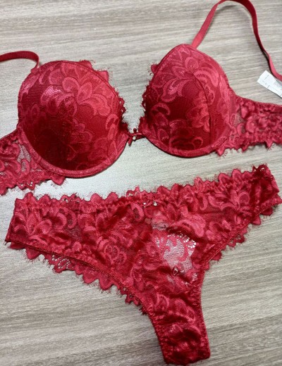 Комплект Sielei BERRIES 7424+7427 пуш-ап бразилиана bordeaux, Цвет: bordeaux (бордо), Размеры: 75B, изображение 2