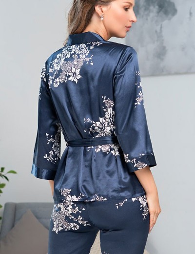 Комплект тройка из натурального шелка Mia-Amore ALEXANDRIA 3575, Цвет: темно-синий, Размеры: S, изображение 5