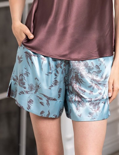 Шелковый комплект топ и шорты Mia-Amore PROSECCO 4224, Цвет: бирюзовый+шоколад, Размеры: S, изображение 5 Шелковый комплект топ и шорты Mia-Amore PROSECCO 4224, Цвет: бирюзовый+шоколад, Размеры: S, изображение 5