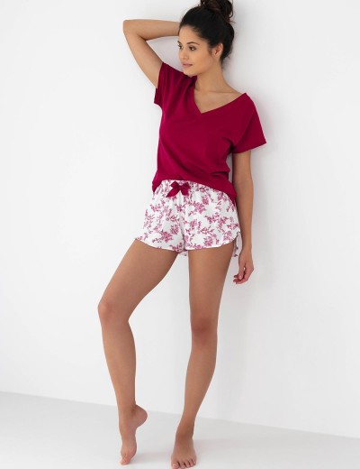 Женская пижама с шортами Sensis MELANIE, Цвет: бордовый, Размеры: L, изображение 2