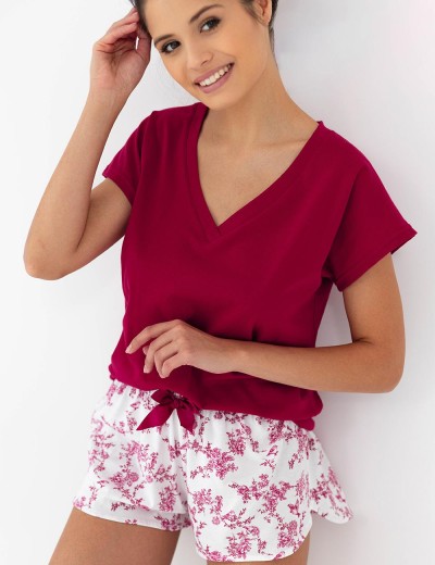 Женская пижама с шортами Sensis MELANIE, Цвет: бордовый, Размеры: L, изображение 3