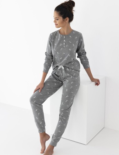 Хлопковая пижама со штанами Sensis NEPHELE, Цвет: серый, Размеры: M, изображение 2