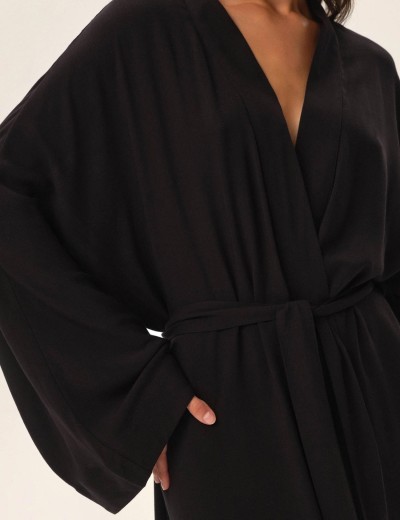 Халат-кимоно с широкими рукавами Esotiq 42049 JOYA черный, Цвет: черный, Размеры: L/XL, изображение 4