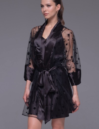 Пеньюар из сетки и шёлка Mia-Amore ANDROMEDA 4303 черный, Цвет: черный, Размеры: L/XL, изображение 5