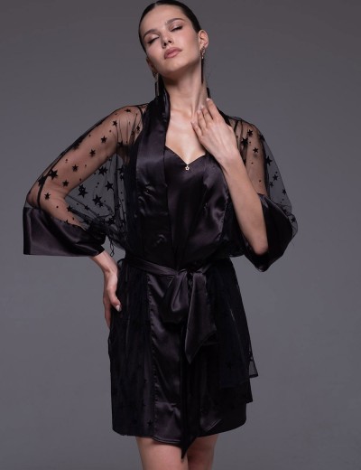 Пеньюар из сетки и шёлка Mia-Amore ANDROMEDA 4303 черный, Цвет: черный, Размеры: L/XL, изображение 3
