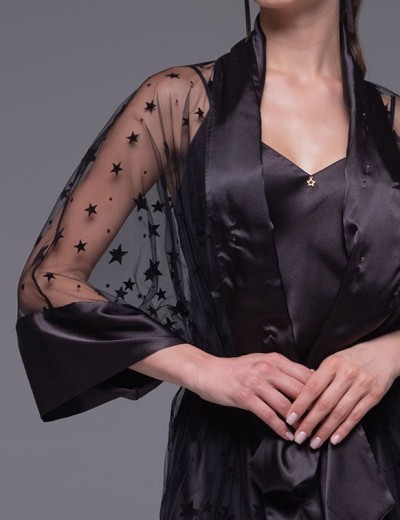 Пеньюар из сетки и шёлка Mia-Amore ANDROMEDA 4303 черный, Цвет: черный, Размеры: L/XL, изображение 4