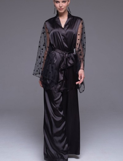 Шелковый комплект тройка Mia-Amore ANDROMEDA 4306 черный, Цвет: черный, Размеры: S, изображение 4