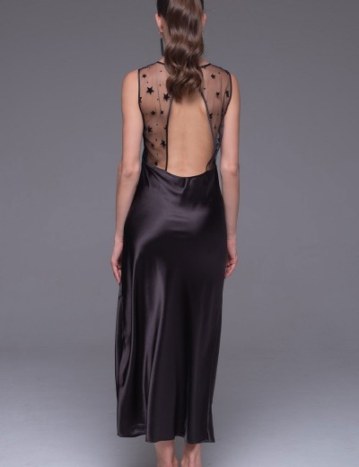 Длинная шелковая сорочка Mia-Amore ANDROMEDA 4308 черный, Цвет: черный, Размеры: S, изображение 2