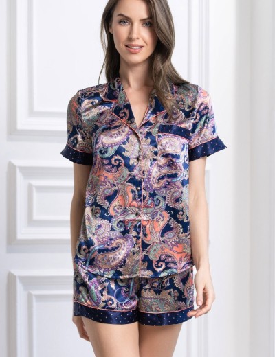 Шелковый костюм с шортами Mia-Amore ETRO 3514, Цвет: темно-синий, Размеры: M, изображение 4