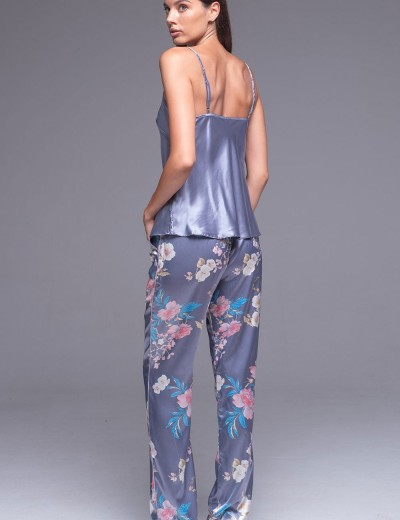 Шёлковая пижама тройка Mia-Amore HENRIETTA 3751, Цвет: жемчужно-серый, Размеры: 2XL, изображение 2