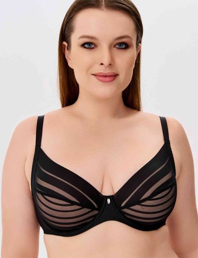 Бюстгальтер-минимайзер мягкий Milavitsa 127630 черный с нюдом, Цвет: черный с нюдом, Размеры: 85C, изображение 5