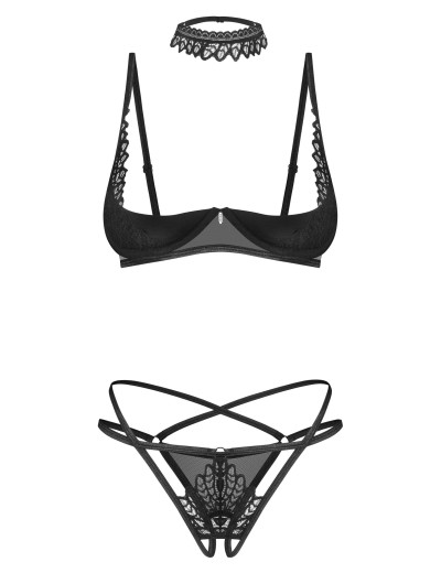 Откровенный комплект Obsessive DONARELLA SET, Цвет: черный, Размеры: XL/2XL, изображение 4