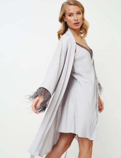 Сорочка на тонких бретелях Aruelle BRIGITTE GREY, Цвет: светло-серый, Размеры: XS, изображение 3