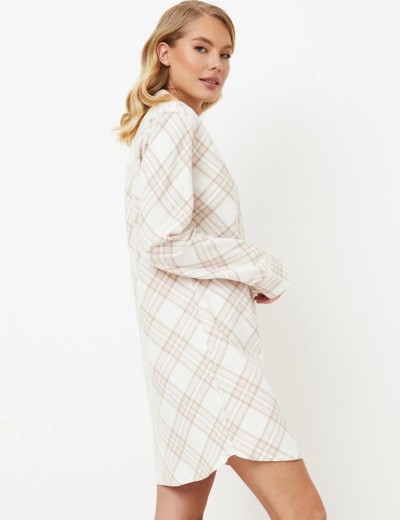 Фланелевая сорочка-рубашка Aruelle CAMILLE, Цвет: светло-бежевый/молоч, Размеры: XS, изображение 2