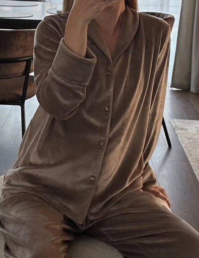 Теплая женская пижама Aruelle CHOCO, Цвет: кофейный, Размеры: XL, изображение 4