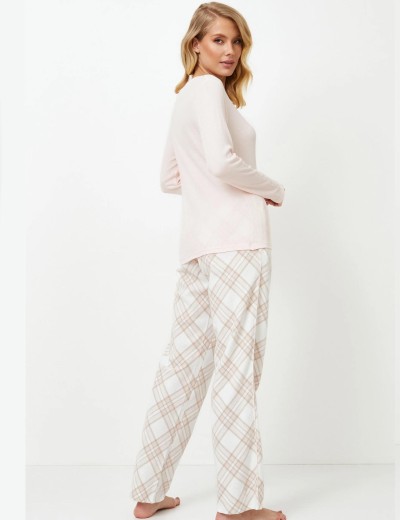 Женская пижама с фланелевыми брюками Aruelle CLAUDIA, Цвет: светло-бежевый/молоч, Размеры: 2XL, изображение 3