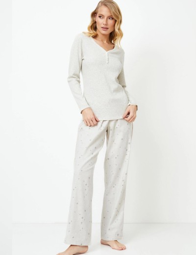 Пижама с фланелевыми брюками Aruelle DOREEN, Цвет: светло-серый, Размеры: XS, изображение 2
