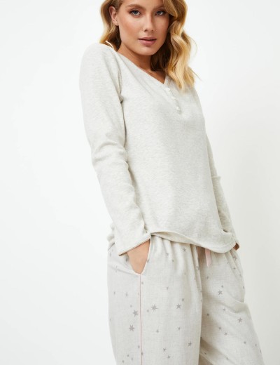 Пижама с фланелевыми брюками Aruelle DOREEN, Цвет: светло-серый, Размеры: XS, изображение 4